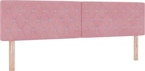 vidaXL Κρεβάτι με ελατήρια με κεφαλάρι Ροζ 200 x 200 cm Βελούδο