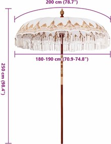 vidaXL Μπαλινέζικη Ομπρέλα Κρεμ 190 x 190 x 260 εκ Βαμβάκι
