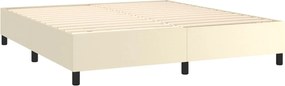 vidaXL Κρεβάτι Boxspring με Στρώμα Κρεμ 180x200 εκ. Συνθετικό Δέρμα