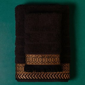 Πετσέτες Μπάνιου (Σετ 2τμχ) White Fabric Golf Leaf Black 600gsm