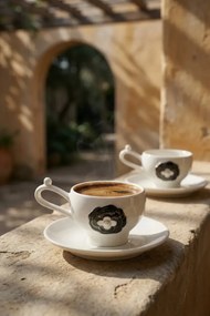 Stewehome Σετ πορσελάνιων φλιτζανιών καφέ για 2 άτομα λευκό Λευκό