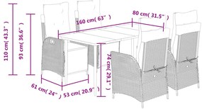 Σετ Τραπεζαρίας Κήπου 5 τεμ. Μπεζ Συνθετικό Ρατάν με Μαξιλάρι 3213437