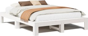 vidaXL Σκελετός Κρεβ. Χωρίς Στρώμα Λευκό 150x200 εκ Μασίφ Πεύκο
