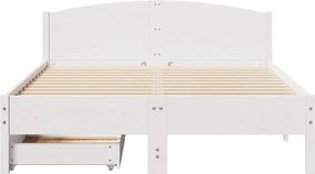 vidaXL Σκελετός Κρεβ. Χωρίς Στρώμα Λευκό 135x190 εκ Μασίφ Πεύκο