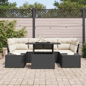 vidaXL Σετ Καναπέ Κήπου 7 pcs Μαύρο, Κρέμα 100 x 55 x 73 εκ
