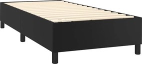 vidaXL Κρεβάτι Boxspring με Στρώμα &amp; LED Μαύρο 80x200 εκ. Συνθ. Δέρμα