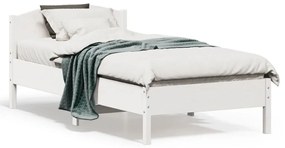 Πλαίσιο Κρεβατιού με Κεφαλάρι Λευκό 90 x 190εκ. Μασίφ Πεύκο - Λευκό