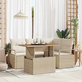 vidaXL Σέτ φαγητού για κήπο 5 pcs Μπεζ, Κρέμα 100 x 55 x 73 εκ