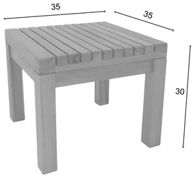 Τραπέζι παραλίας Poly pakoworld teak ξύλο σε φυσική απόχρωση 35x35x30εκ