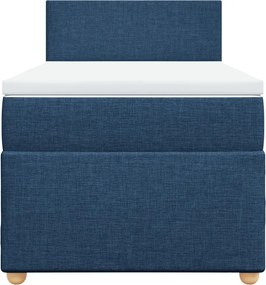 vidaXL Κρεβάτι Boxspring με Στρώμα Μπλε 90x200 εκ.Υφασμάτινο