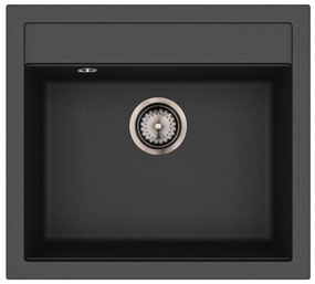 Helika Quadro SQQ 100 Ένθετος Γρανιτένιος Νεροχύτης με Γραφίτη Βαλβίδα Μ56.5xΠ51cm Μαύρος