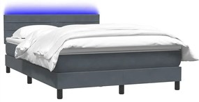 Κρεβάτι Boxspring με Στρώμα Σκούρο Γκρι 140x210 εκ. Βελούδινο - Γκρι