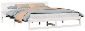 vidaXL Σκελετός Κρεβατιού Λευκό 200 x 200 cm Μασίφ ξύλο πεύκου