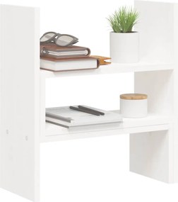 vidaXL Βάση Οθόνης Λευκή (39-72)x17x43 εκ. από Μασίφ Ξύλο Πεύκου