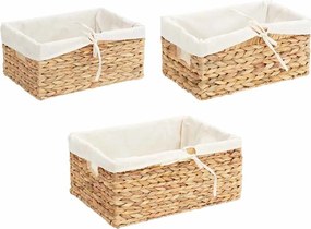 vidaXL Καλάθια Αποθήκευσης 3 pcs Φυσικό Υάκινθος νερού