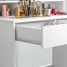 HOMCOM Τουαλέτα με φωτιζόμενο καθρέφτη, συρτάρια, 3 επιλογές φωτισμού, 10 λαμπτήρες, μοντέρνο έπιπλο μακιγιάζ σε λευκό