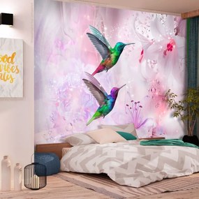 Αυτοκόλλητη φωτοταπετσαρία - Colourful Hummingbirds (Purple) - 245x175