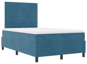 vidaXL κρεβάτι Box Spring  με στρώμα σκούρο μπλε 120x200 εκ. βελούδο