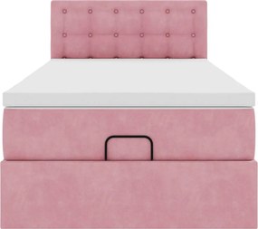 vidaXL Οθωμανικό κρεβάτι με στρώμα ροζ 80x200cm Velvet