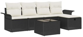 vidaXL Σετ Καναπέ Κήπου με μαξιλάρι 6 pcs Μαύρο Πολυ ράταν