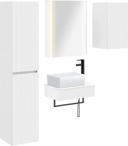 vidaXL Σετ Επίπλων Μπάνιου 5 pcs Λευκό Επεξεργασμένο Ξύλο και Γυαλί