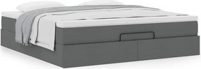 vidaXL Οθωμανικό κρεβάτι με στρώμα σκούρο γκρι 160x200cm ύφασμα