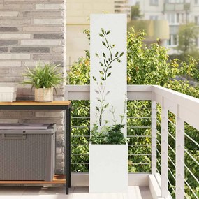 vidaXL Οθόνη Ιδιωτικότητας Κήπου Floral Λευκό 32 x 32 x 150 εκ