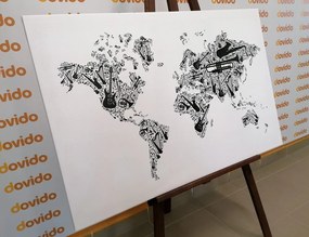 Εικόνα στον παγκόσμιο χάρτη μουσικής από φελλό σε αντίστροφη μορφή - 120x80  arrow
