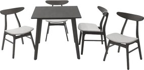 Tραπεζαρία Benson - Orlean pakoworld σετ 5τμχ rustic grey - ύφασμα γκρι 80x80x75εκ