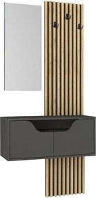 Έπιπλο εισόδου Naro Megapap χρώμα ανθρακί - sepet oak 90x35x204,2εκ.