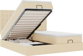 vidaXL Οθωμανικό Κρεβάτι με Στρώματα Κρέμα 160x200cm Ύφασμα