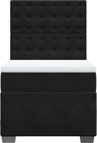 vidaXL Κρεβάτι Boxspring με Στρώμα Μαύρο 100x200 εκ. Βελούδινο