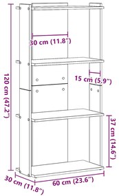 Βιβλιοθήκη 3 Επιπέδων Sonoma Δρυς 60x30x120 εκ. Επεξεργ. Ξύλο - Καφέ