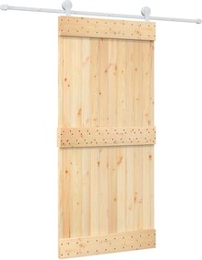 vidaXL Συρόμενη Πόρτα Φυσικό και Λευκό 95 x 210 cm