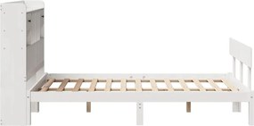 vidaXL Κρεβάτι Βιβλιοθήκη Χωρίς Στρώμα Λευκό 135x190 εκ Μασίφ Πεύκο