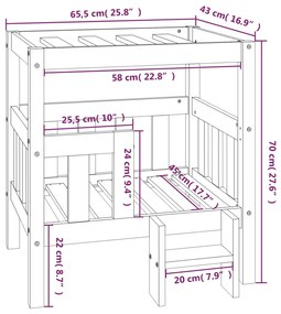 Κρεβάτι Σκύλου Μαύρο 65,5x43x70 εκ. από Μασίφ Ξύλο Πεύκου - Μαύρο