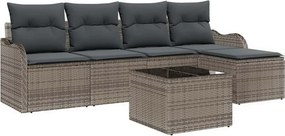 vidaXL Σετ Καναπέ Κήπου 6 pcs Γκρι συνθετικό ρατάν