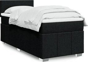 vidaXL Κρεβάτι Boxspring με Στρώμα Μαύρο 90x190 εκ.Υφασμάτινο