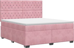 vidaXL Κρεβάτι box spring με στρώμα Ροζ 160 x 200 cm Βελούδο