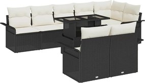 vidaXL Σετ Καναπέ Κήπου με μαξιλάρι 9 pcs Μαύρο Πολυ ράταν