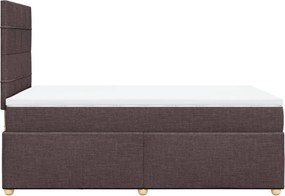 vidaXL Κρεβάτι Boxspring με Στρώμα Σκούρο Καφέ 120x190 εκ Υφασμάτινο