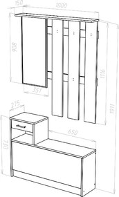 Έπιπλο εισόδου Jamie pakoworld φυσικό-λευκό 100x27.5x187εκ