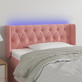 vidaXL Κεφαλάρι Κρεβατιού LED Ροζ 93x16x78/88 εκ. Βελούδινο