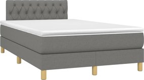 vidaXL Κρεβάτι Boxspring με Στρώμα Σκούρο Γκρι 120x200 εκ. Υφασμάτινο