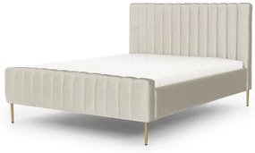 Διπλό κρεβάτι Nicole, εκρού με χρυσά πόδια 170x120x220cm-BOG3855