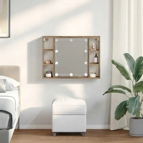 vidaXL Έπιπλο Καθρέπτη με LED Αρτισιανή Δρυς 76x15x55 εκ. Επεξ. Ξύλο