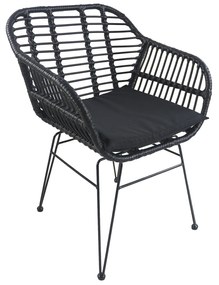 14510020 Καρέκλα Κήπου ACTORIUS Μαύρο Μέταλλο/Rattan 57x53x81cm Μέταλλο/Rattan, 1 Τεμάχιο