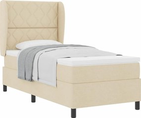 vidaXL Κρεβάτι με ελατήρια με στρώμα Κρεμ 100 x 200 cm ύφασμα