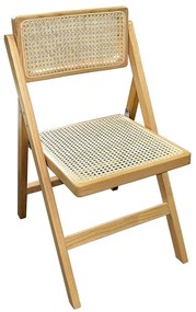Καρέκλα Yoko πτυσσόμενη μπεζ pvc rattan-φυσικό πόδι Υλικό: Elm wood cane back cane seat 167-000014