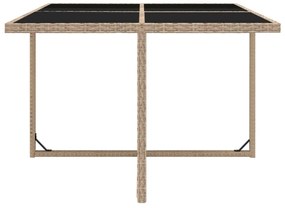 vidaXL Σετ Τραπεζαρίας Εξ. Χώρου 9 τεμ. Μπεζ Συνθ. Ρατάν με Μαξιλάρια